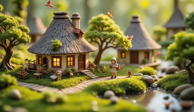 (obra-prima, Best Quality), ((Hyperrealism, girl)), (highest quality, incredible quality), a small village of enchanted elves, small rounded houses, elves with funny clothes moving the place, small stairs, Windows, portas, little elves, small grass , many...