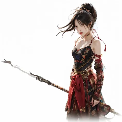 Front view of a woman,H cup, are perfectly detailed,has exquisite facial features, Clothes are exquisite , Game Character Design ,3D Rendering
