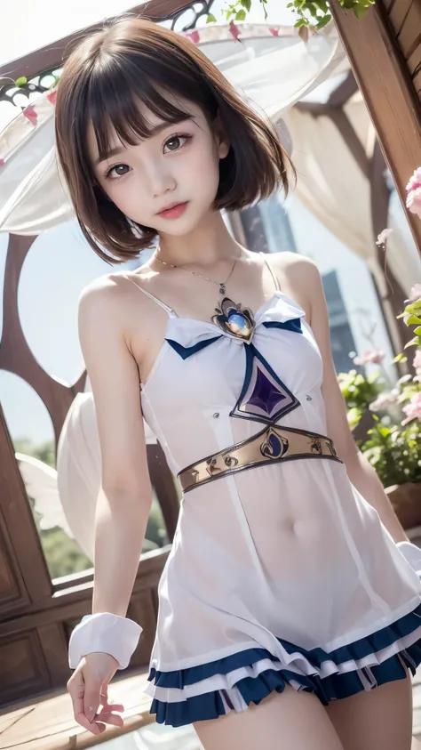 (((Transcendental Sexy Magical Girl)))、(( small )), nice bob cut、slender body line、see through、wonderful hairstyle、Highest Quality、masterpiece、best quality、reality、ultra high definition、(detailed hands:1.3, perfect right hand:1.3)