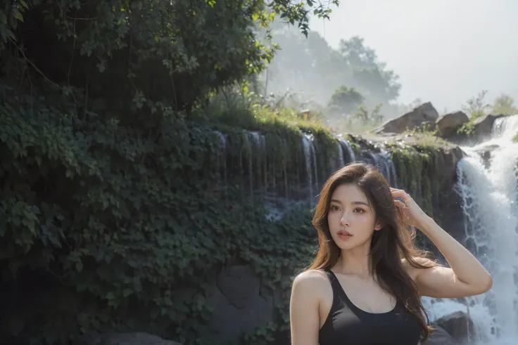 ( a age girl ), (Korean Girl), (, not looking at the camera), (be distracted), (((  regular size chest  )), (eyes beautiful and detailed), (lips beautiful and detailed), (of very detailed eyes and faces.), (Realistic face), (long hair), (red caramel hair),...