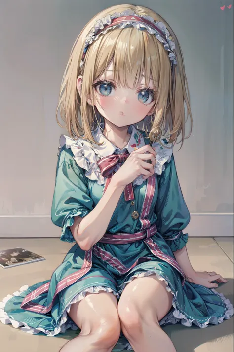 (convenient leg:1.0), feet focus, (knees together feet apart), Gently stare, by krenz Cassiato , is sitting, Asuka, Asuka, Anime Styleイラスト, Official Art, high quality anime-style art as a model, high resolution, Anime Style, (Alice in Wonderland:1.6), (fa...