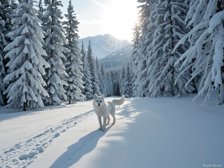 realistic, arctic fox, curled up, soft snow burrow, peaceful winter scene, detailed arctic fox, fluffy fur, calm expression, peaceful pose, snowy environment, icy background, frozen landscape, cold atmosphere, snowflakes, sunlight reflecting off snow, 4k, ...