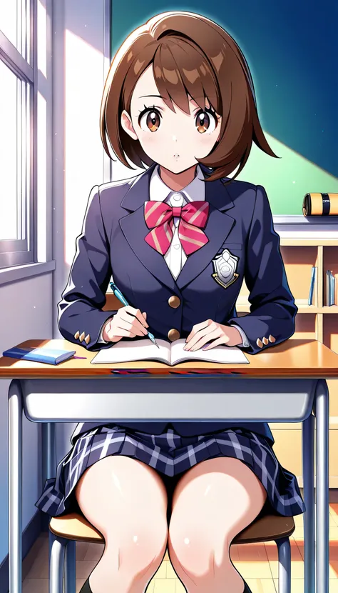 zzGloria, brown hair, brown eyes, beautiful shining eyes,  glossy lips , Very Detailed目と顔, long eyelashes, perfect face, perfect hand in h,  perfect leg,  perfect fingertips, (Highest Quality, Very Detailed, CG illustration, masterpiece:1.2, Best Aesthetic...