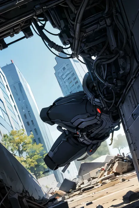 (masterpiece:1.3, Highest Quality, ultra high resolution, Very Detailed), 、male, low angle
Eatman, long hair,rubble、Mechanical、wallpaper