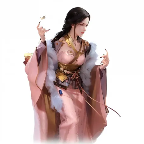 Front view of a woman,H cup, are perfectly detailed,has exquisite facial features, Clothes are exquisite , Game Character Design ,3D Rendering