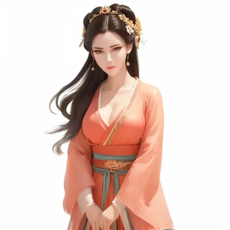 Front view of a woman,H cup, are perfectly detailed,has exquisite facial features, Clothes are exquisite , Game Character Design ,3D Rendering