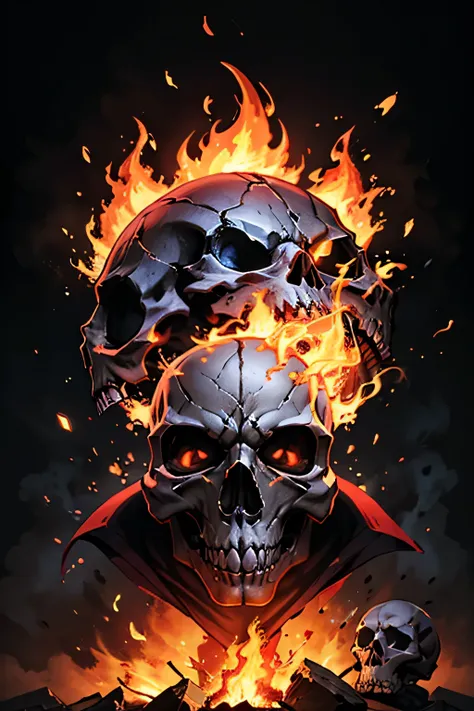 Hellstar Concept, Skull with fire, Remove Background,4k , High Definition Result, 350 DPI