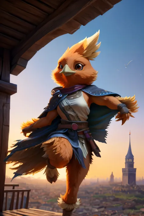 male ,Torchic, background, (cinematic lighting:1.1), (perfect focus:1.1), 8k hd, (detailed eyes:1.2),depth of field, bokeh, subsurface scattering, perfect breasts, wide ,((AC2 Master Assassin Tunic by Etzio Auditore )),bright colors, (furry detail:1.3),det...