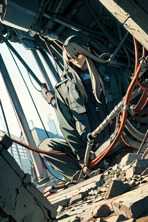 masterpiece, Highest Quality、high resolution、male, low angle
Eatman, long hair,rubble、Mechanical