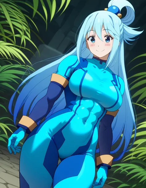 score 9 、score 8 up、score 7 up、source anime、masterpiece、Highest Quality、high resolution、anime coloring、1girl、Konosuba aqua、、aqua \(konosuba\)、solo、Blue Hair、long hair、very long hair、blue eyes、hair ornament、single hair ring、hair bobbles、Big Breasts、covered ...