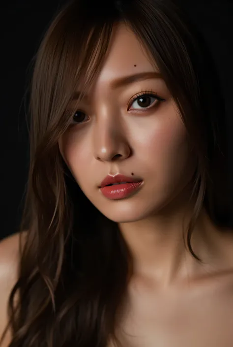 she wants to kiss, masterpiece, accurate, Super Detail, advanced details, high quality, Award-winning, best quality, 16k, perfect anatomy, ( front view, upper body), Ultra High Resolution Hair , brown hair, long hair, detailed face, realistic textured skin...