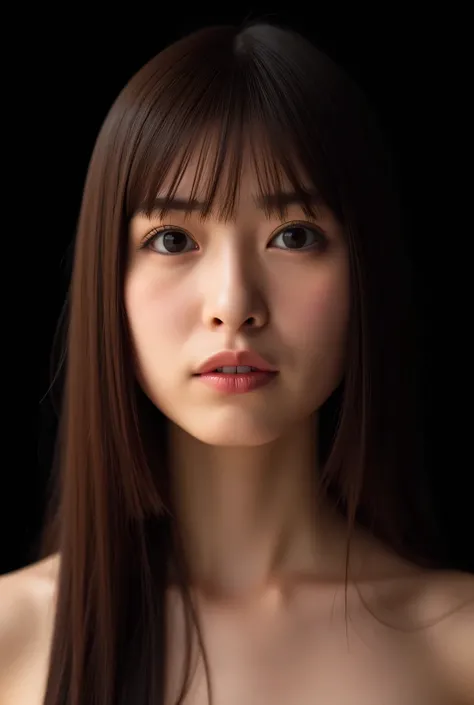 she wants to kiss, masterpiece, accurate, Super Detail, advanced details, high quality, Award-winning, best quality, 16k, perfect anatomy, ( front view, upper body), Ultra High Resolution Hair , brown hair, long hair, detailed face, realistic textured skin...