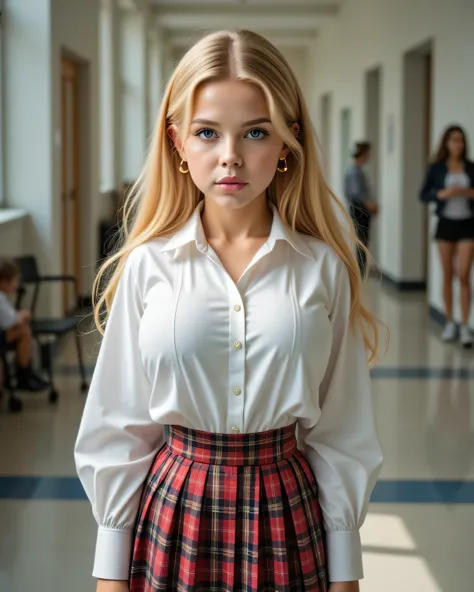long shot, full body, huge breast expansion image trending on DeviantArt, teachers slutty student fantasy trending pornhub, male gaze, scene in a modern school hallway, intricate background, detailed background, ultra realistic, taboo incest fantasy, inten...