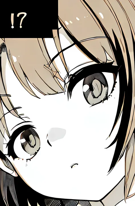 ((( Line art ))),((( monochrome))),incoming kiss,1girl,age ,iris , Dark Eyes,( small eyes ),(Slanted Eyes),closed eyes ,( black hair),( short hair ),bangs ,in the house,bedroom,(face close up)