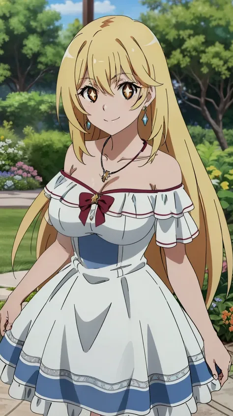 (highest quality, High resolution, 8k, masterpiece: 1.2), Very detailed, (Anime), Misaki Shokuhou, orange eyes, (pupils sparkling:1.2), Beautiful character design, Perfect eyes, Perfect face, Expressive eyes, Perfect balance, smile, blonde, Long Hair, larg...