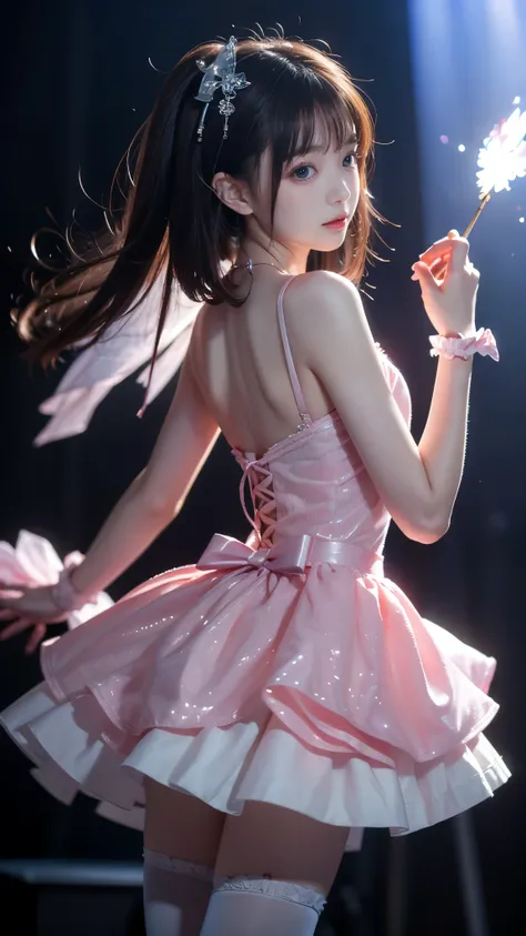 (((A transcendental cute magical girl is being transformed)))、(( small )),  Justice Heroine、nice bob cut、slender body line、long side bangs、wonderful hairstyle、Highest Quality、masterpiece、best quality、reality、ultra high definition、(detailed hands:1.3, perfe...