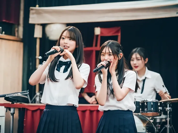 High school girl playing guitar