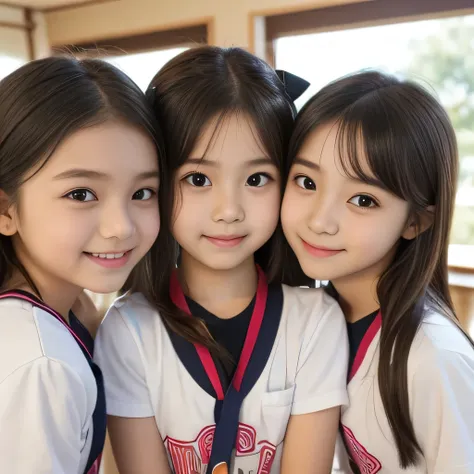 (((very small 3 )))、((Super cute popular idol 、4 super cute, Tiny elementary school girls in one picture ))、(masterpiece). perfect , beautiful, nice, captivating 'smile、(( small 3 photos of 4 people in 1 high-definition full body))、((shorthair idol p...