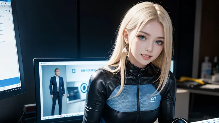 platinum blonde hairの若くて美しい金髪白人美女2人が離れて立つ, young and beautiful 18-year-old sci-fi twins , アンドロイドスーツを着た2人のIrish Beauty, 鼻の高い高貴な若くて美しいIrish Beauty2人, cyberpunk 2 women, high neck android suit, young and beautiful 18-year-old Hollywood actress, diverse cyber ...