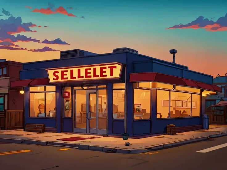 an exterior of a steel american diner in a town