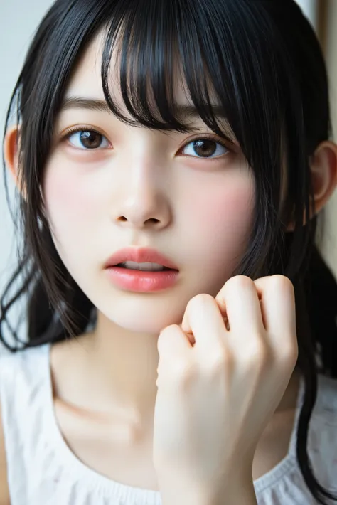 (((((Girls in their 20s:2、Japanese、babyface、white skin))))), details顔の質感、 details口元、 reddened skin、 details肌の質感、(masterpiece,Highest Quality:1.9),8k, details, details毛穴,reality, bedroom、 seat 、( all over the body、Writhing、open your mouth、drool、water tha...
