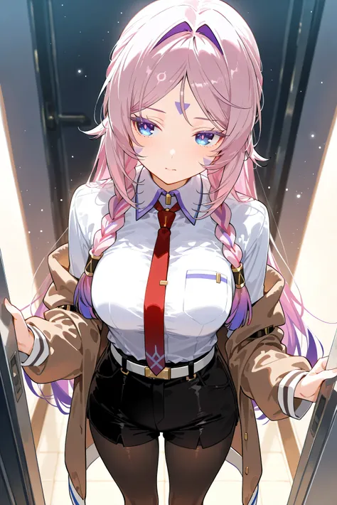 score_9, score_8_up, score_7_up, masterpiece, best quality, very aesthetic, absurdres, tunning image, light particles, attractive image, 1girl, solo, adult grown woman, citlali \(genshin impact\), pink hair, purple hair, multicolored hair, twin braids, hai...
