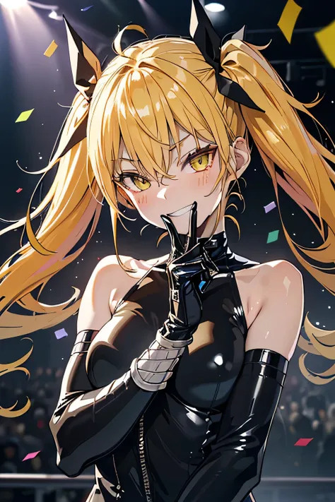 Pov, (point at viewer), (upper body:1.2),
((best quality), ((masterpiece)),(details),high resolution, incredibly absurdres, sharp focus,(highly detailed CG unity 8k wallpaper),(vibrant colors),(complete anatomy),
(((very shiny skin, glitter skin, exaggerat...