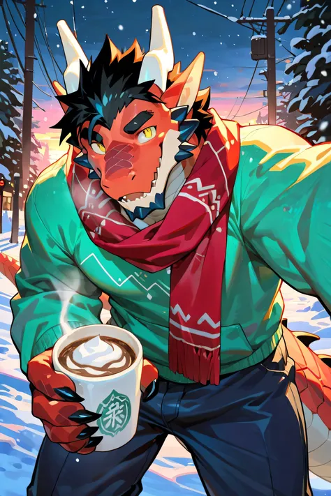 (zixiong:0.5), (null-ghost:0.3), (sollyz:0.6), (takemoto arashi:0.8), makoto shinkai style, anime style, japanese anime, very awa, masterpiece, best quality, year 2024, highres, absurdres, (kemono, bara), 1male, solo, (dragon:1.5), (red dragon:1.6), (anthr...