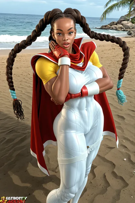 Kimberly Jackson from Street fighter 6, rogue Bodysuit African, African girl, curvy hips, under clothes, brown hair, long hair, sexy body, huge ass, Body, girl, full view, Black african african girl, Long braided hair, african girl, young girl, thinn body...
