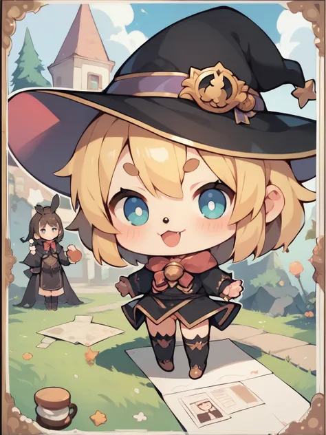 score_9, score_8_ up, score_7_ up, score_6_ up, score_5_ up, anime，nsfw， uncensored ，( chibi:1.ung ，short，Petite，Picture an animated black cat in a wizard hat looking at a map, Please confuse me，