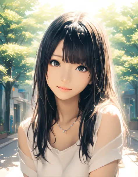 1girl, year 2016, street tree, masterpiece, high score, great score, absurdres, 16k, super detail
