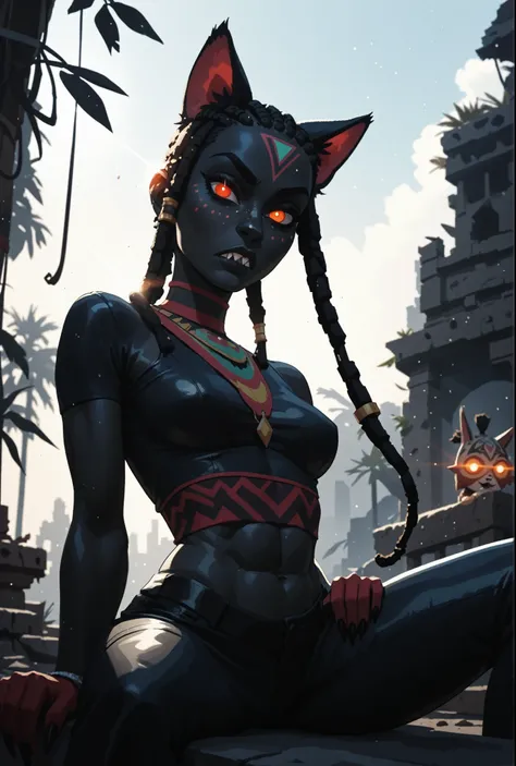 Meisterwerk, hd , great quality, very aesthetic, absurd, high contrast , high color palette , light glare ,neueste,2.5D,volumetric lighting, intense colours, Sweet, jung, 1 girl, asiatisch, Mongol cat-girl, monster girl, panther girl, anthro catgirl, round...