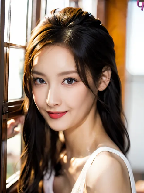 32K,chest、 take off your blouse 、((( Half nipple slip ))), Detailed Color、 detailed eyes、 detailed mouth、 detailed nose 、( Front rift :1.4)、(Detailed Bra、 large white princess dress with prominent nipple contours:1.2)、 Face direction {X} very cut...