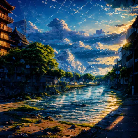 Highest Quality、（Updraft）、Rising Clouds、Picture of a city with a harbor 、 Kyoto Animation Stills 、  HD Anime Streetscape  、 Makoto Shinkai風 、 Screenshots of the 2012 Anime 、 Harbor Scene Backgrounds 、 Glo Anime Screenshots 、 Makoto Shinkai 。 —h 2160  、 ani...