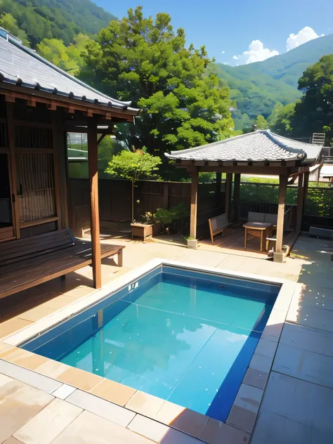 背景, without any people, Resort pool