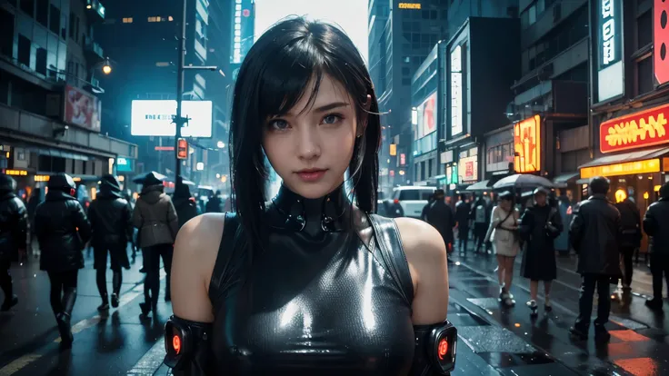  masterpiece,best quality,high resolution, 8,000,(Portrait Photos:1.5),(R Original photo),Real Photos,Digital photography,(Cyberpunk style city streets，Bustling city streets，Neon sign，After the Rain，Mist，steam),(female), 20 year old girl, random hairstyle,...