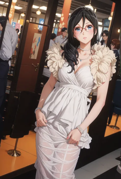 ((inspired by Asuka Tanaka:1.2)),(inspired by Kyoto Animation Style),(masterpiece, best quality),beautiful, beautiful-woman, ((detailed face)).(full body:1.3).,
  
 ((black hair)), glasses, blue eyes, long hair, over-rim eye-wear,cowboy shot, semi-rimless...