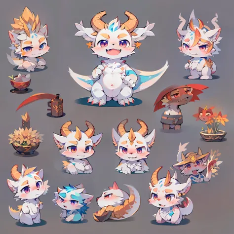 Cute Zhengtai Dragon Jiugongge Avatar Emoji Pack White Dragon is cute, handsome, and furry