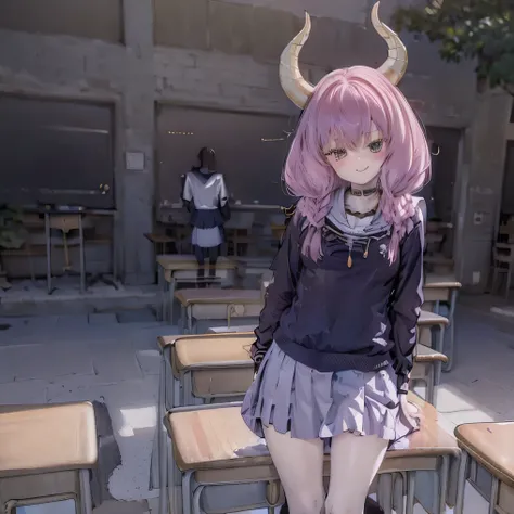 Funeral Frey&#39;aura Funeral Frey&#39;aura&#39;    {{X}}   
(((((((( school uniform ))))))))   (((Cute Sexy Poses))),   Big Breasts 、Horn、 (((((Schoolyard ))))))alone