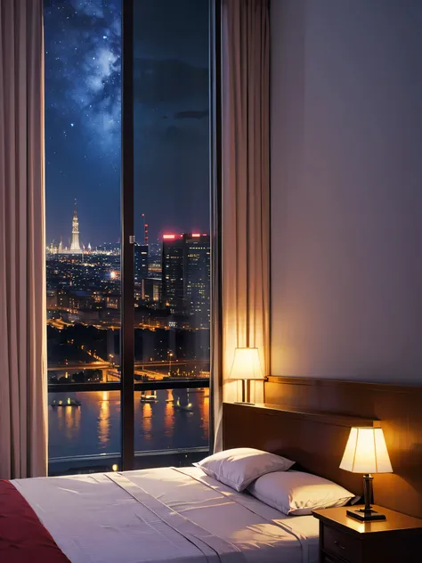 hotel room、night view