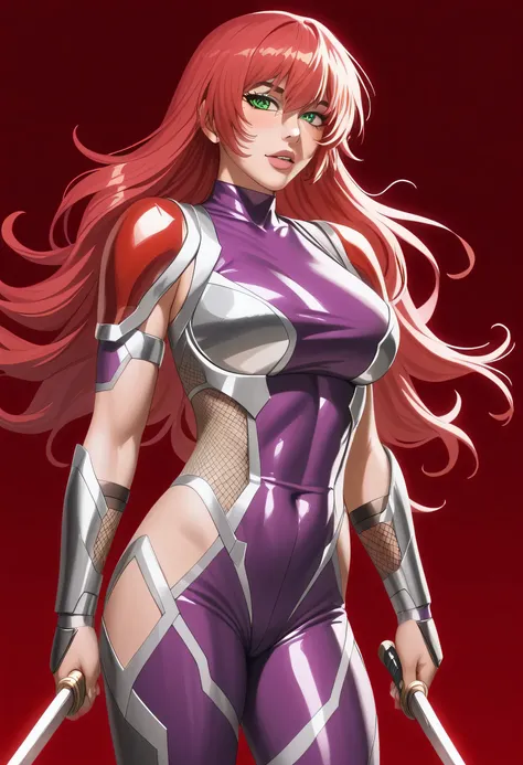 (masterpiece, best quality:1.2), cowboy shot, solo, 1 woman, ninja, female, beautiful, sexy, neliel tu oderschvank, long green wavy hair, sleek outfit, taimanin inspired outfit, darkness, wielding kunai, standing on top of a skyscraper, best quality, high ...