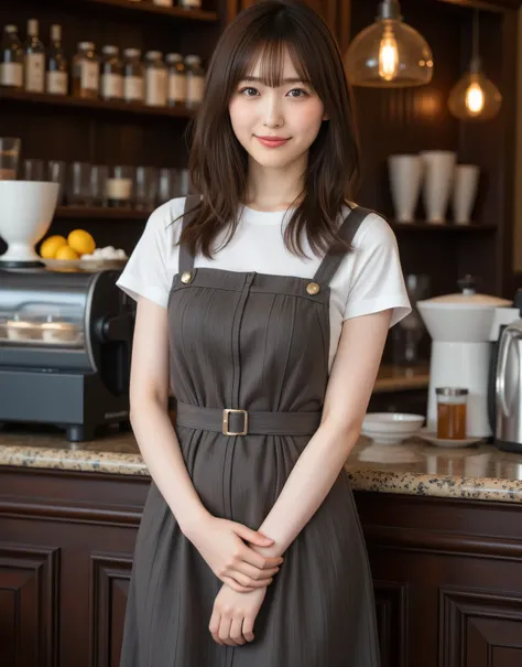 (Highest Quality、table top、8k、Best Picture Quality、超A high resolution:1.5, (photorealistic:1.4),masterpiece:1.2,(top-quality:1.4)、Raw photo)、Woman working at a cafe、maid clothes、maid clothesを着たcafe clerk、(accentuate your body line:1.1)、Portrait of a beaut...
