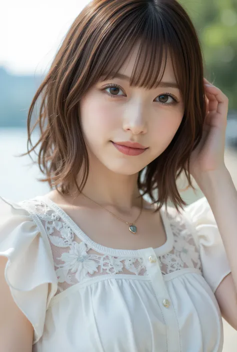 commemorative photo at a park where you can see the ocean、 in 8K,Best Quality:1.4, 超A high resolution:1.5, (photorealistic:1.4),masterpiece:1.2,(top-quality:1.4)、Raw photo、1a japanese girl、Cute、 (RAW Photo:1.2), (photorealistic:1.4), beautiful detailed gi...