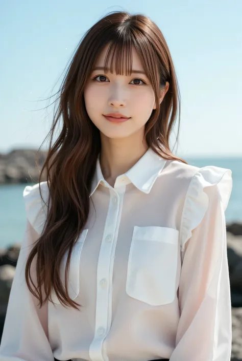 commemorative photo at a park where you can see the ocean、 in 8K,Best Quality:1.4, 超A high resolution:1.5, (photorealistic:1.4),masterpiece:1.2,(top-quality:1.4)、Raw photo、1a japanese girl、Cute、 (RAW Photo:1.2), (photorealistic:1.4), beautiful detailed gi...