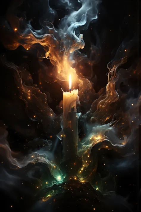 Autumn dreams, night, representation of solitude, a solitary candle, abstract, sci fi, realistic, abstract and concrete concepts coincide, words are not enough, sfw, sadness, relaxing ambience