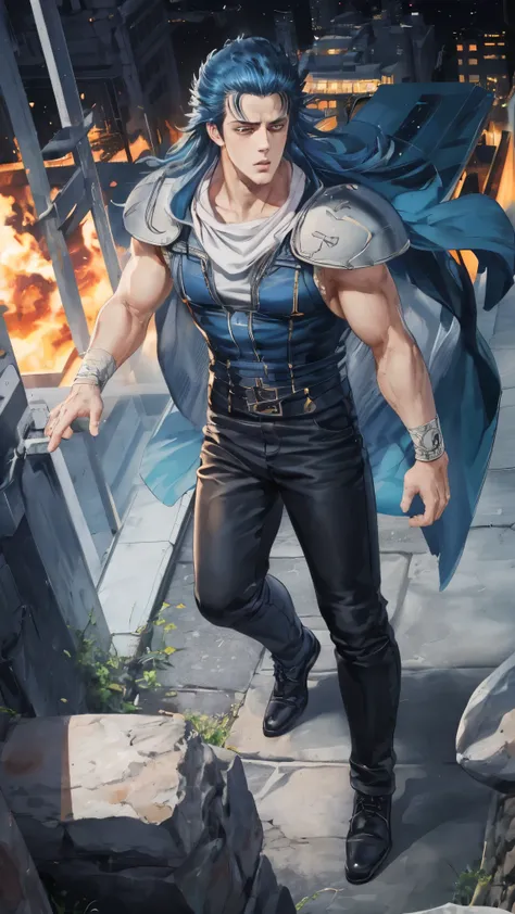 ((Best Quality)),( super high definition),(Super detailed),( detailed description ),((The best CG)),(masterpiece) , rei,1boy,blue metric hair,long hair,full body