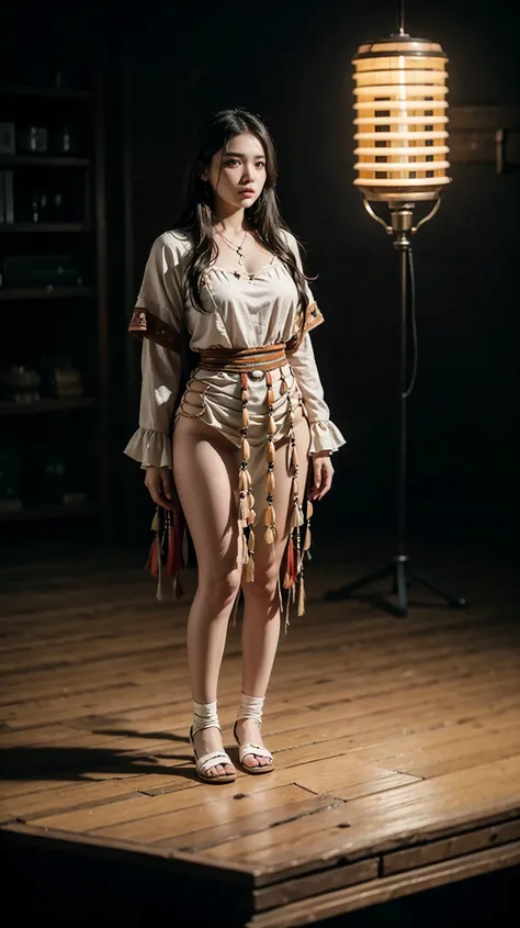 old photos、documentary photo  、 analog movie、vignette effect 、Beautiful 18th Century Native American Women、Arid Zones  、Beautiful Indian Women、Beautiful Traditional Native American Costumes、Cinematic lighting、violento、black hair、dark eyes、Belle, PERSEPHONE...