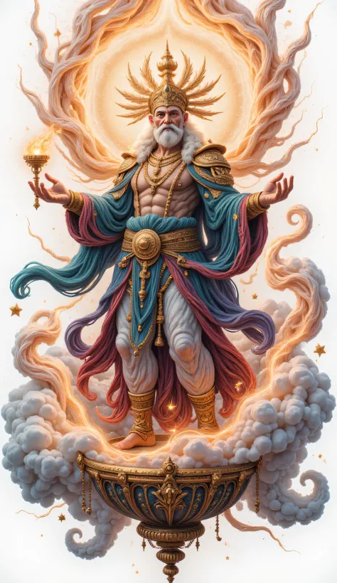 Bathala，Philippine deity，He was the god of creation、King of the Sky。old age、Wise。Symbol of the power of creation and control of nature {x} A headdress often worn with gold or feathers diadem，symbolizes the destruction of the universe The artist。Body High a...