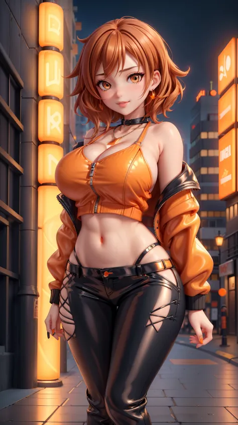 Ultra-realistic, hyper-detailed, 8K, photorealistic, vivid, masterpiece, shiny skin, firm skin, cute, very big breast, no bra, very big hip, nipple protrusion with areolas teasingly barely concealed, beautiful sparkling amber eyes with mesmerizing depth, v...
