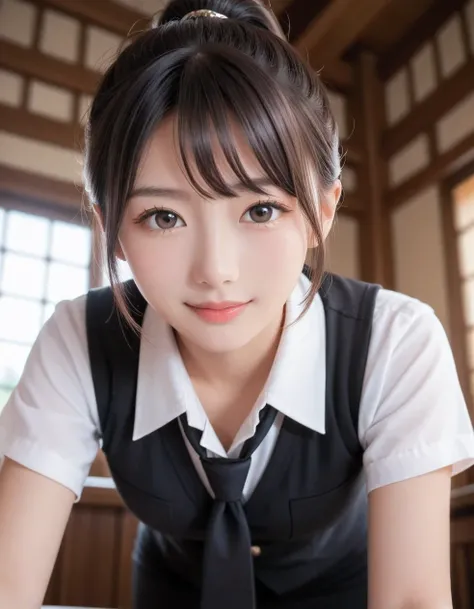 score_9, score_8_up, score_7_up, super detailed, 32K, Masterpiece, top quality, super high definition ,nsfw, official art, photorealistic, 1 classy Japanese girl, ((ponytail)), black hair, smaller face, natural makeup, cute face, small breasts, curvy body,...